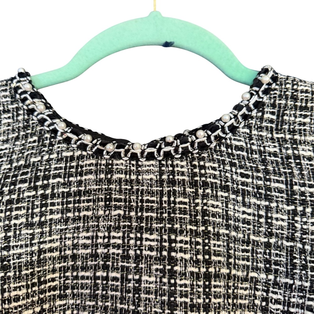 Solitaire Tweed Dress Pearl Trim Career Party Cocktail Dress Size 6‎ - Picture 7 of 8